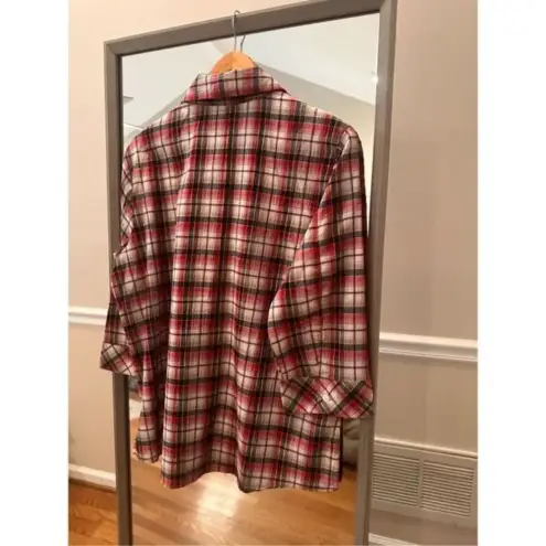 Long Sleeve Plaid Button‎ Up Shirt Size Large Red