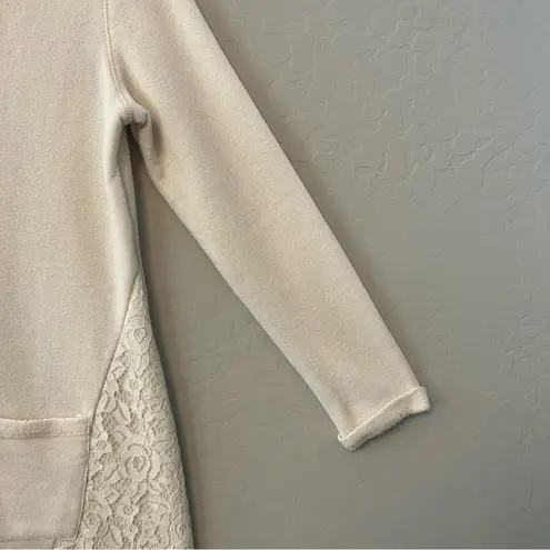 French Laundry ⭐️ cream colored pocket front sweater with lace details size large