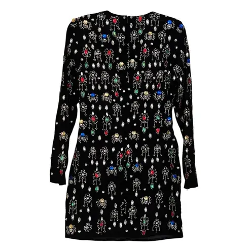 Mac Duggal NWT Size 0 LBD Style 93811 Black Long Sleeve Embellished Mini Dress