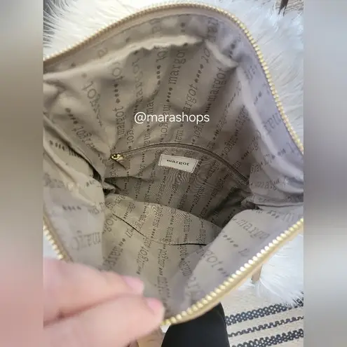 Margot Robbie Fold Over Taupe Leather Crossbody Bag