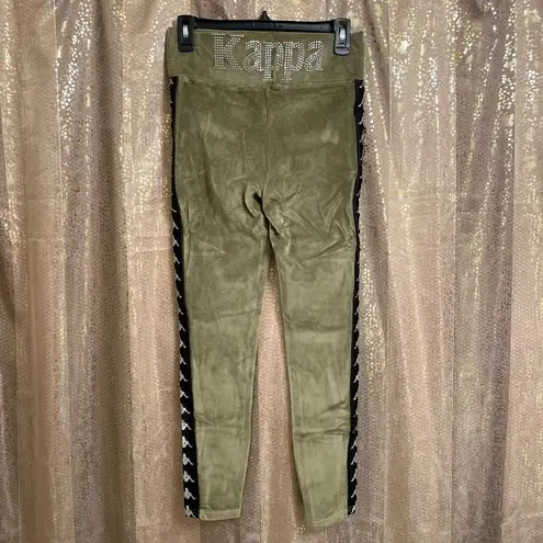 Kappa Olive Green 222 Banda Stele Rhinestone Leggings, L NWT