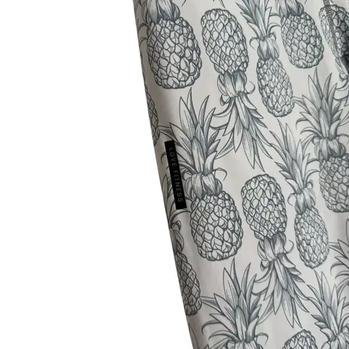 Love Fitness Pineapple Print Leggings Activewear Size M Tropical Workout Stretch White Size M