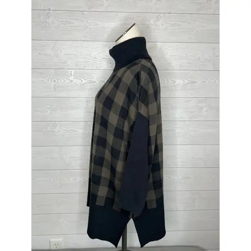 Loft Outlet black/taupe buffalo check oversize tunic sweater NWT Size Large Black - Image 3