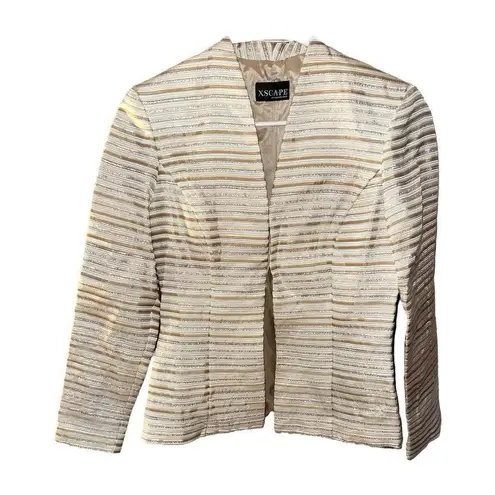XScape by Lawrence Kurtz Gold Silver Metallic Blazer Jacket Women’s Size 4