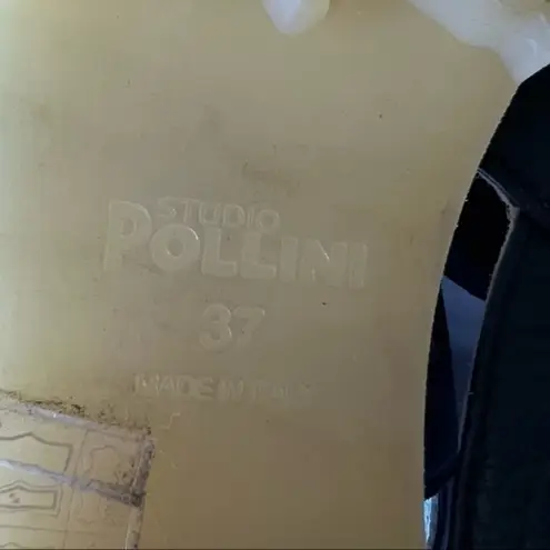 Studio Pollini Black Platform Leather Sandals With Fringe Size 37