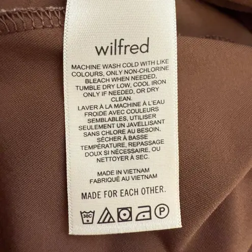 Wilfred Aritzia Nuage Asymmetrical Midi Dress Women's Small Brown Flowy Neutral