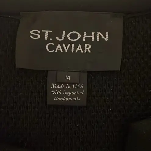 St. John  Caviar Black knit wool Blazer Jacket  Sz M - Image 4