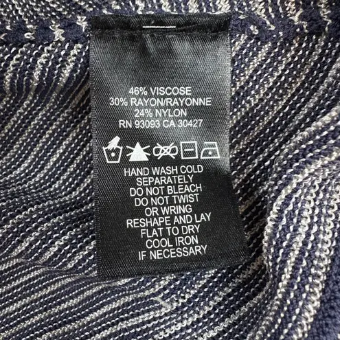 Nic+Zoe This Is Living Navy Blue White Long Sleeve Knit Top Size M