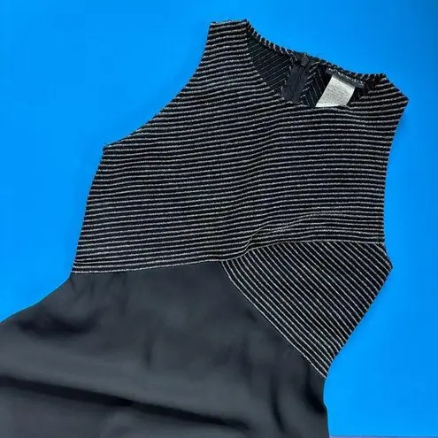 Rhapsody Black and Silver Striped Sleeveless Cocktail Dress