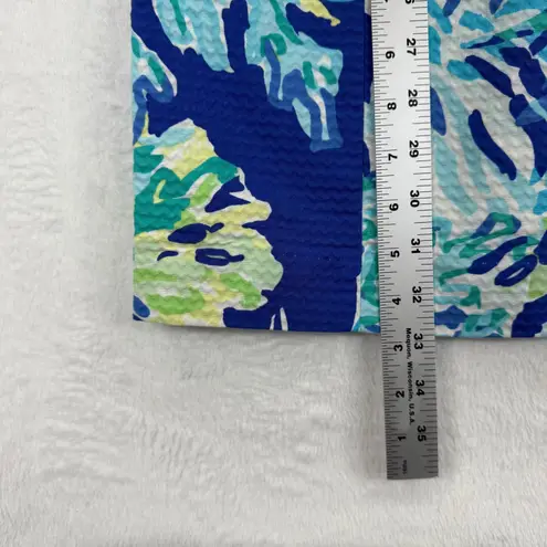 Lilly Pulitzer  Pearl‎ Shift Dress Size 00 Blue Green Floral Cotton Sleeveless