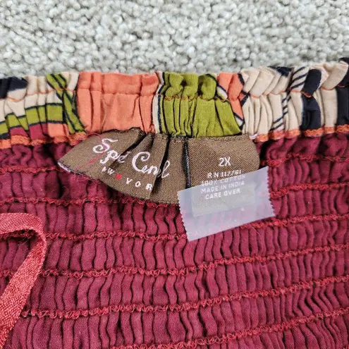 Vinage Womens Boho Skirt 2X Red Multicolor Print Tiered Flowy A