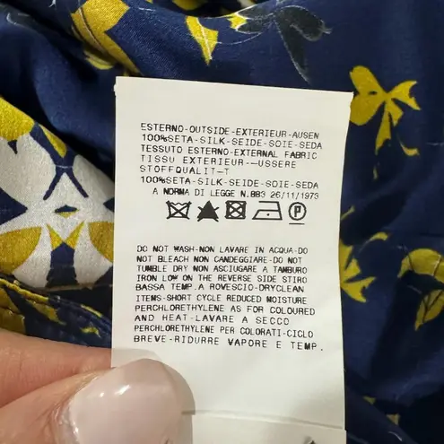 Just Cavalli Blue Floral Print Short Sleeve Silk Blouse Italy Size 44 - US 8