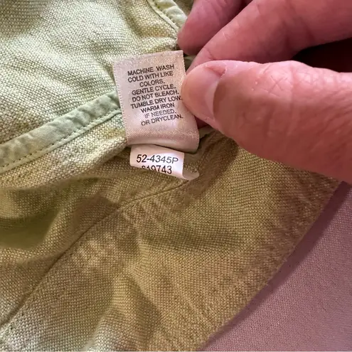 J Jill • Linen Blend Jacket Size L Petite Lime Green Front Pockets Blazer