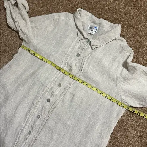 Camille & Co 100% Flax Linen Artsy Oversized Lagenlook Button Up Tunic Size M Tan Size M - Image 9