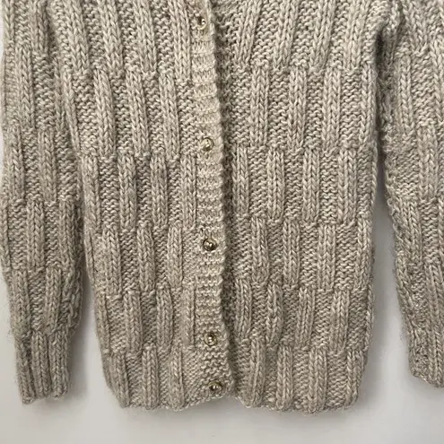 Robinson’s Pacesetter Sweater Womens Size Small 100% Wool Cardigan Hand Made Tan