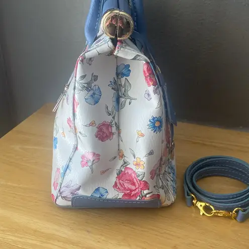 Birkin style vintage Borse in Pelle Floral Handbag Italian Leather Italy NWOT