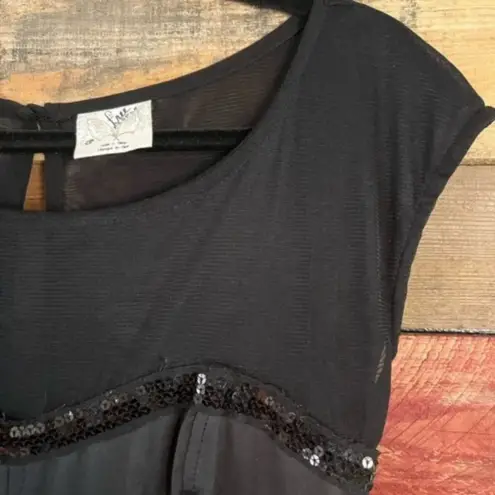 Free People  Black Sequin and Mesh‎ Romper