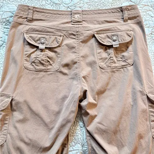 Kuhl Legendary Women’s Tan Roll-Up Snap Cargo Hiking Outdoor Pants – Size 14🧡