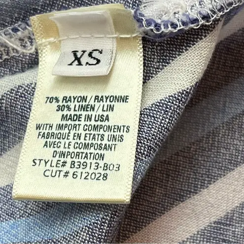 Bella Dahl  Split Hem Wide Leg Pant Multi Navy Womens Size XS Pockets Linen Blend