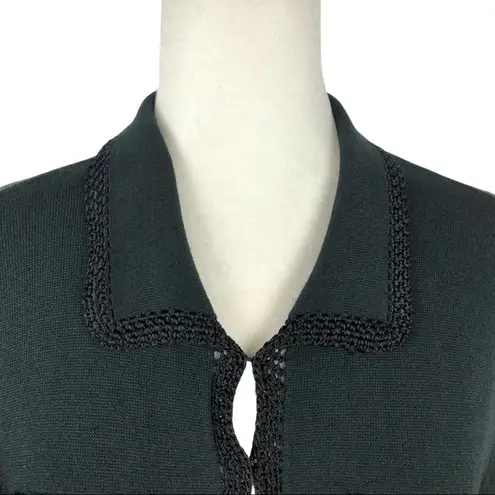 Etcetera Black Knit Silk/Cashmere blend Granny Cardigan with Crochet Trim XL - Image 12