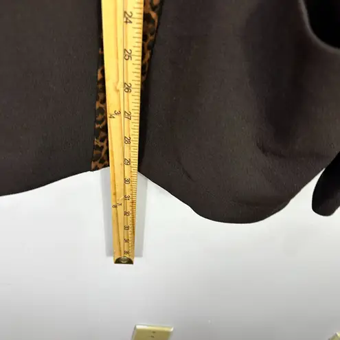 Simonton Says L Brown Leopard Trim Jacket Animal Print Glam Edgy Workwear Chic Size L