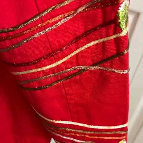 Coldwater Creek Red Embroidered Twill Jacket | Petite Medium | Fully Lined