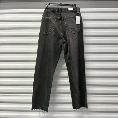 RE/DONE 70's Stove Pipe Cropped Jeans Women 30 Waist Black Fade Button Fly Denim