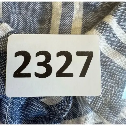 Garnet Hill linen blue nautical white striped lagenlook breathable SZ L#2327