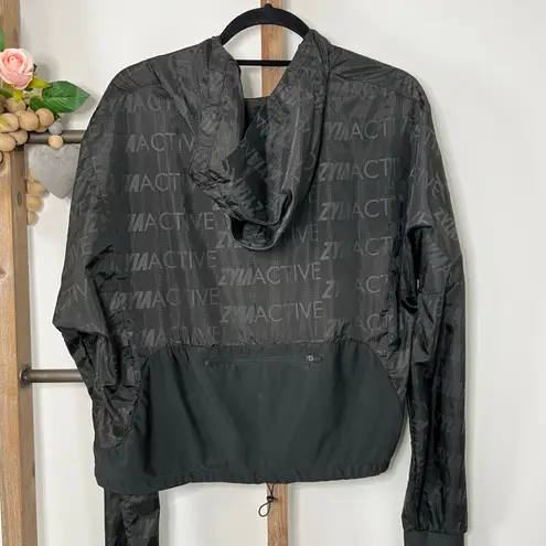 Zyia Active Black Full Zip Ultra Light Windbreaker Size Large