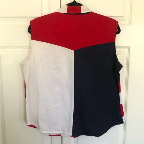 Vintage Scully American Flag Vest Sleeveless Blouse Size L Blue Size L