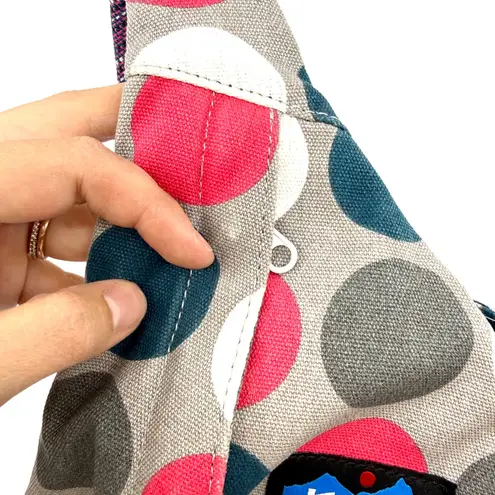 KAVU Rope Sling Bag Polka Dot Gray Pink Teal Shoulder Backpack Purse 0100460
