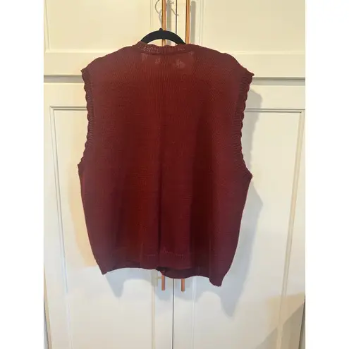 Vintage 90’s streetwear embroidered sweater vest leaf pattern wool blend Brown Size XL