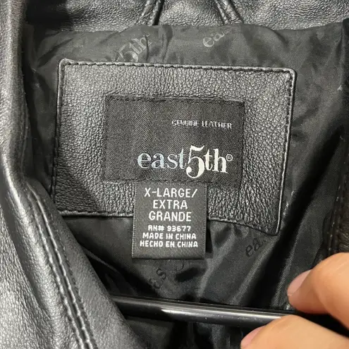 East 5th Womens Genuine Leather Black Button Front Collared Jacket X-Large