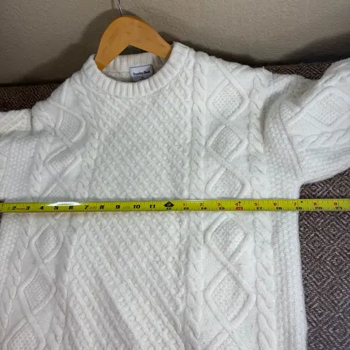 Sunday Best Aritzia Off White Cable Knit Fisherman Sweater Sz XS City Preppy EUC