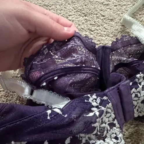 Wacoal Unlined Embrace Lace Underwire Bra Deep Purple Women's Size 32DDD