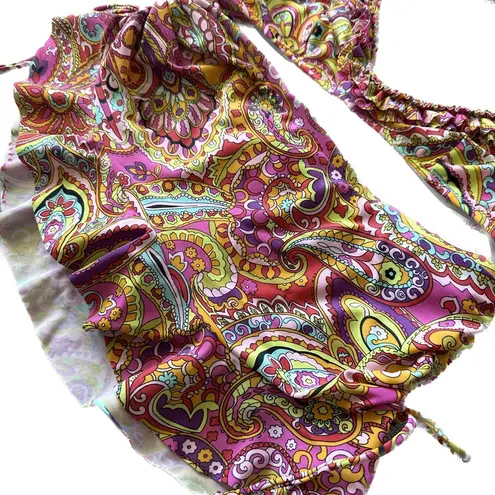 ABS Allen Schwartz ABS by Allen Swartz Y2K Ruffle Micro Skirt Multicolor Bikini Size 6