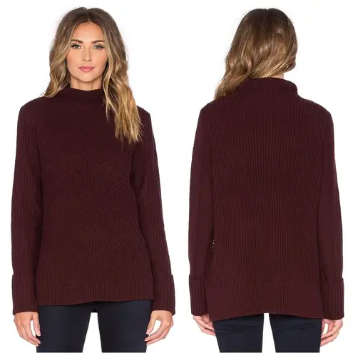 Vince  • Directional Rib Turtleneck Sweater burgundy maroon Wysteria cashmere