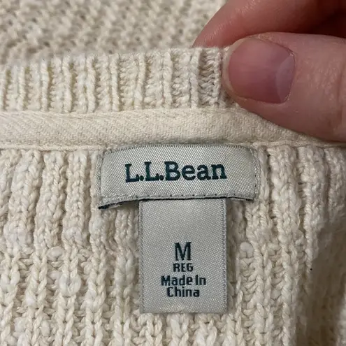 L.L. bean mixed stitch Crewneck oatmeal nubby textured sweater size M White Size M