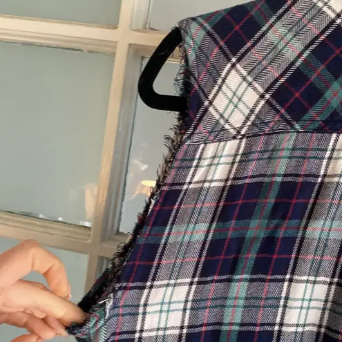 Rails Plaid Sleeveless Button Up Shirt Size Small Red Blue Green Oversized Tunic