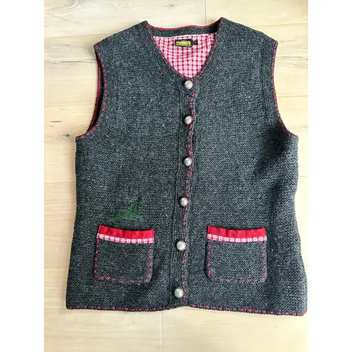 Hammerschmid Wool Vest Holiday Embroidery Gray Size Small Christmas/Winter
