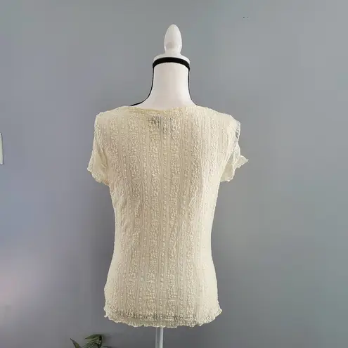 Nine & Co. Cream Cap Sleeve Lace Top L