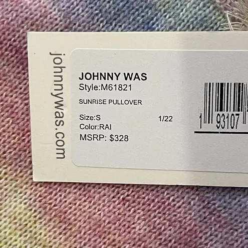 Johnny Was Sunrise Pullover Sweater Small Multicolor NEW Rainbow Wool Blend