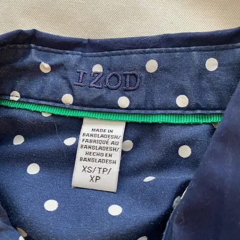 IZOD Button Down Long Sleeve Cotton Blend Navy Shirt XS