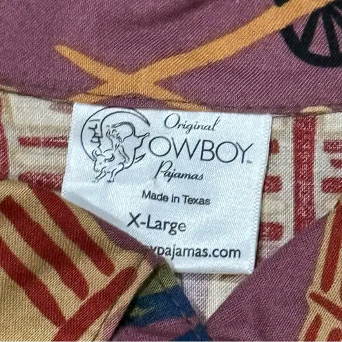 Original Cowboy Pajamas Night Sleep Shirt Cactus Covered Wagons Large Red