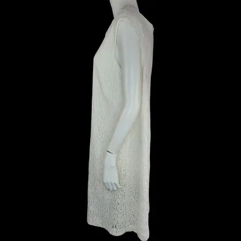 Studio One Womens 18 Ivory Lace Overlay Midi Dress Pearl Neckline Sleeveless
