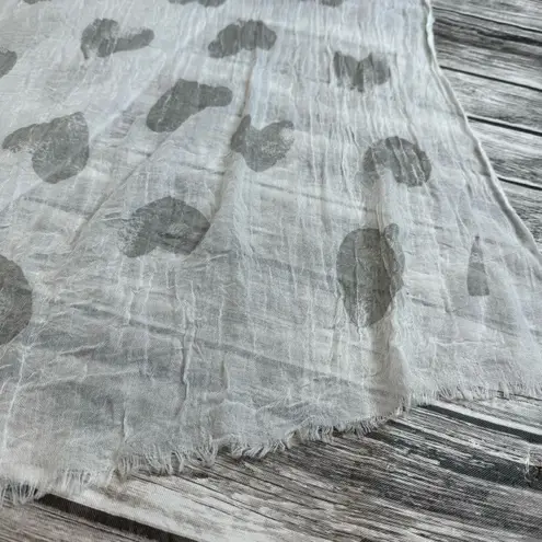 Unbranded Women's Lightweight Sheer Heart Print Rectangle Neck Scarf White Gray