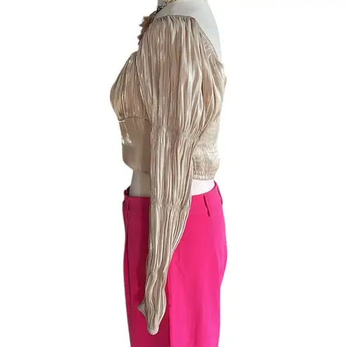 Urban Honey O. Vianca Gleam On Satin Tie Front Top Gold Size M