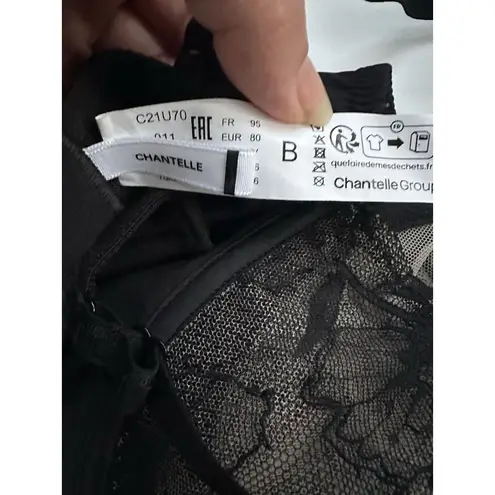 Chantelle NEW $195 Black Lingerie 36B US Orchids Underwire Bustier Garter Straps