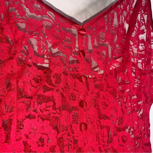 Victoria's Secret Vintage Victoria’s Secret M Red Lace Teddy/‎ Bodysuit 1995 CPB52