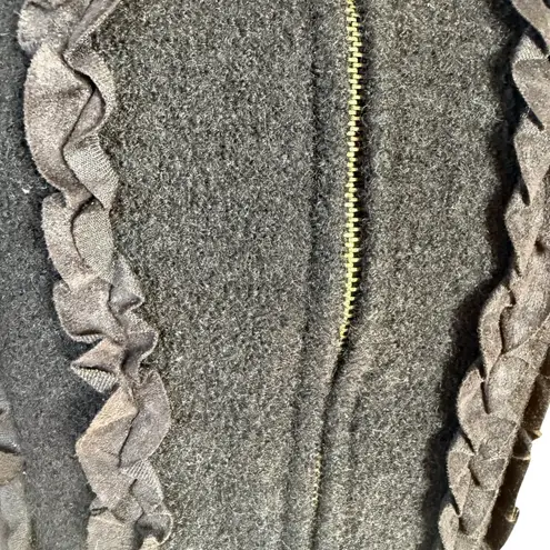 Coldwater Creek black sleeveless mock neck ruffle zip up wool sweater vest M